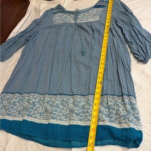 Old Navy Blue Floral Blouse Tunigan/Dress Boho Cottagecore